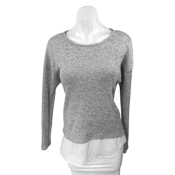 Lulus Women's Gray White Layered Long Sleeve Knit Sweatshirt Sweater Top Size M - Picture 1 of 4
